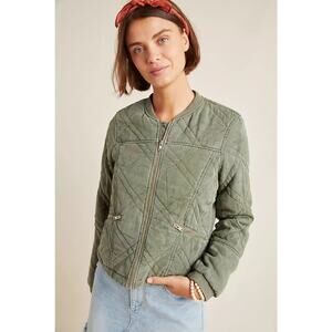 Anthropologie Green Quilted Jacket
